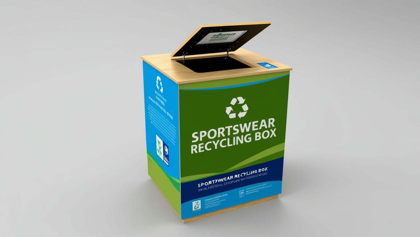 Entwurf einer Sammelbox für Sporttextilien zur Wiederverwendung.